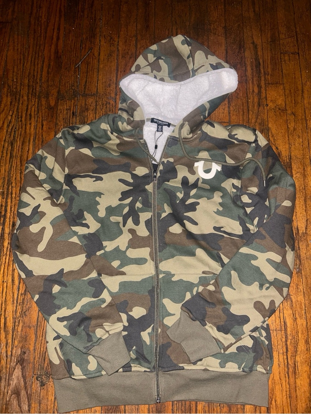 True Religion Men's Camouflage Zip Hoodie Jacket - Green Camo